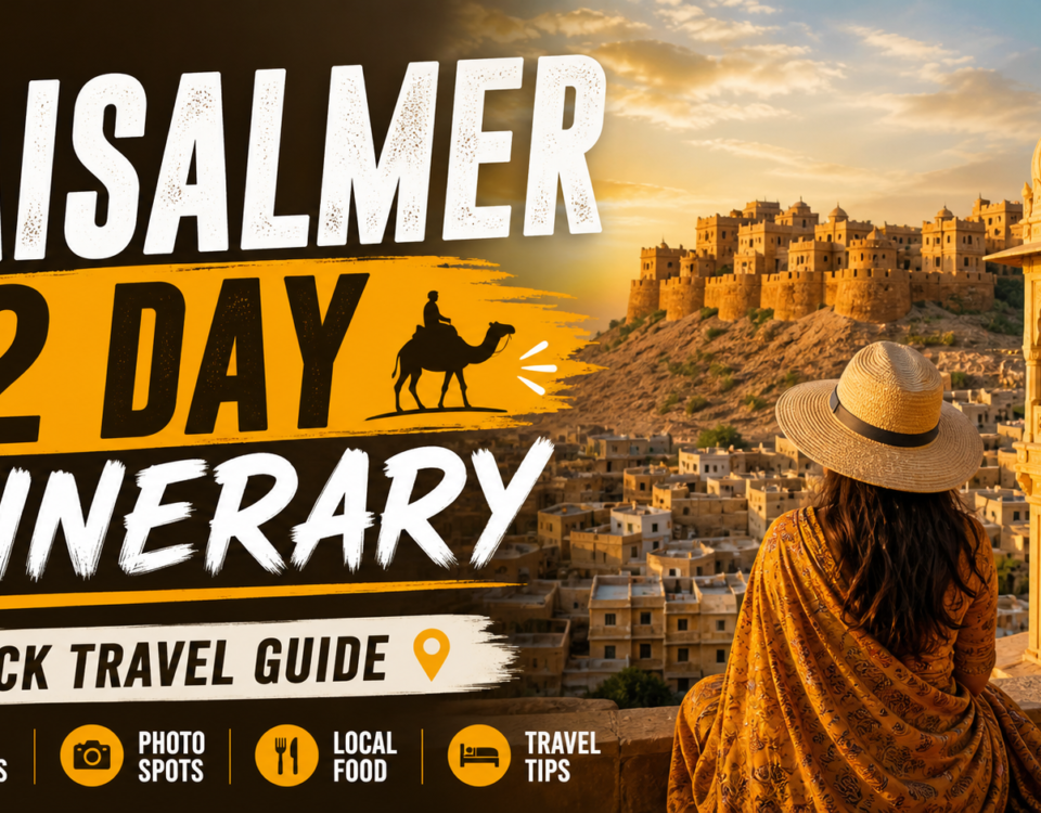 Tourists exploring Jaisalmer Fort and desert safari during a 2 day trip in the Golden City of Rajasthan